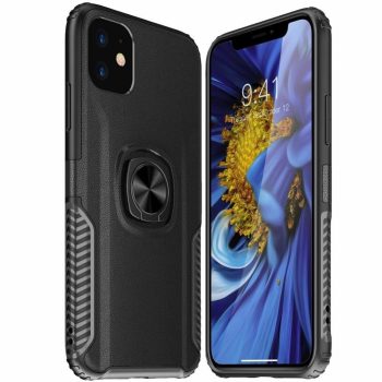 Xiaomi Mi Note 10 Szilikon Tok Prémium Bőrmintázattal Gyűrűs Business Series Fekete   Xiaomi Mi Note 10 Szilikon Tok Prémium Bőrmintázattal Gyűrűs Business Series Fekete