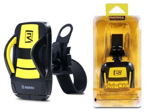 Univerzális Biciklis Telefontartó Remax RM-C08 360 Forgatható Kerékpáros Tartó Sárga-Fekete 3,5-6 inch