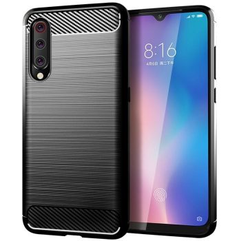 Xiaomi Mi A3 / Xiaomi Mi CC9E Szilikon Tok Karbon Mintázattal Fekete   Xiaomi Mi A3 / Xiaomi Mi CC9E Szilikon Tok Karbon Mintázattal Fekete