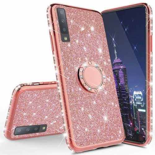 iPhone 11 Pro Diamond Csillámló Szilikon Tok TPU Gyűrűs Rózsaszín