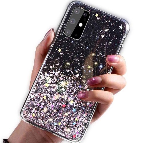 Samsung Galaxy A51 Csillámló Szilikon Tok Glitter Series MTW Style Fekete