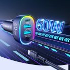 Joyroom fast car charger 4 in 1 PD, QC3.0, AFC, FCP with USB Type C cable 1.6m 60W black (JR-CL19)