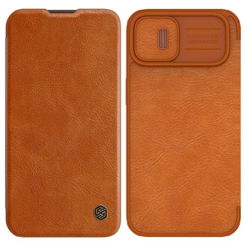 Nillkin Qin Leather Pro Case iPhone 14 Camera Cover Holster Cover Flip Case Brown