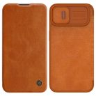 Nillkin Qin Leather Pro Case iPhone 14 Plus Camera Cover Holster Cover Flip Case Brown