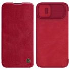 Nillkin Qin Leather Pro Case iPhone 14 Plus Camera Cover Holster Cover Flip Case Red