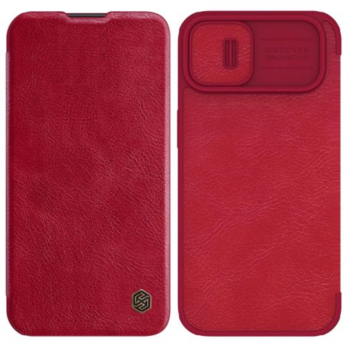 Nillkin Qin Leather Pro Case iPhone 14 Plus Camera Cover Holster Cover Flip Case Red