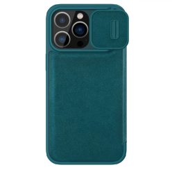   Nillkin Qin Leather Pro Case iPhone 14 Pro Max Camera Cover Holster Cover Flip Case Green