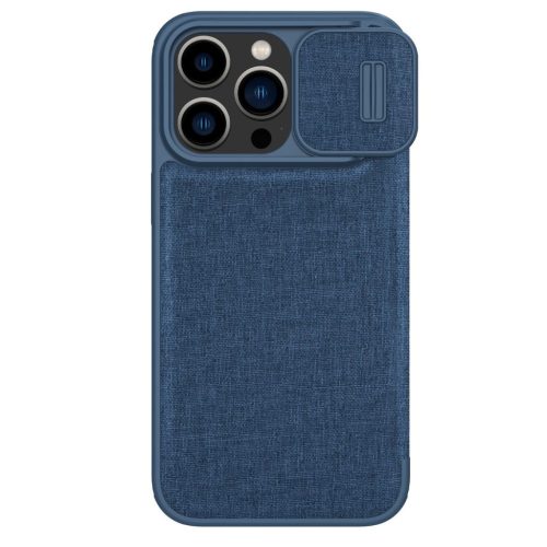 Nillkin Qin Cloth Pro Case Case for iPhone 14 Pro Camera Cover Holster Cover Flip Case Blue