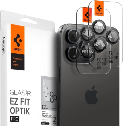 Spigen OPTIK.TR ”EZ FIT” CAMERA PROTECTOR 2-PACK IPHONE 14 PRO / 14 PRO MAX / 15 PRO / 15 PRO MAX BLACK