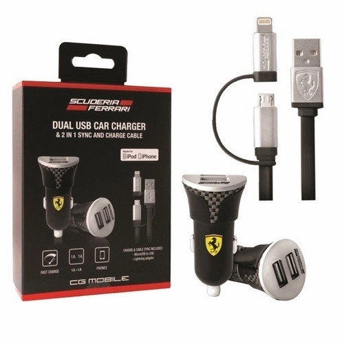 Ferrari charger FEBCCCBUNBK 2in1 MFI Lightning/micro USB black/black