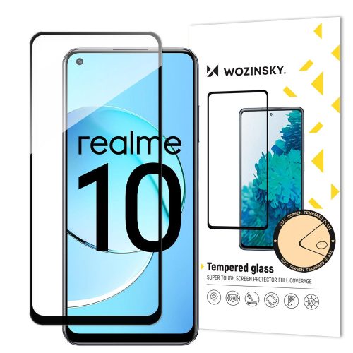 Wozinsky Full Glue Tempered Glass Tempered Glass For Realme 10 9H Full Screen Cover With Black Frame