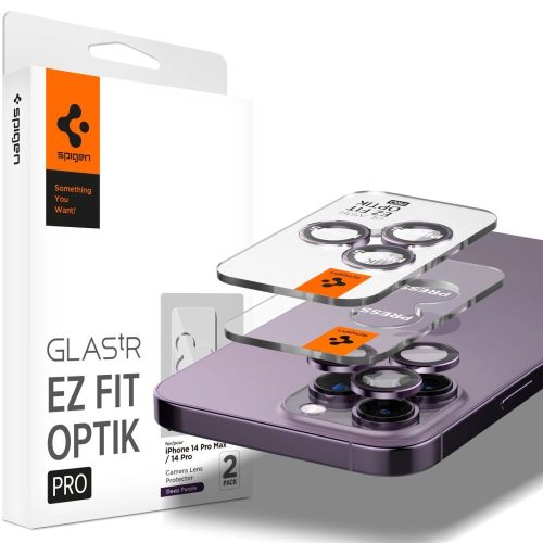 Spigen OPTIK.TR ”EZ FIT” CAMERA PROTECTOR 2-PACK IPHONE 14 PRO / 14 PRO MAX DEEP PURPLE