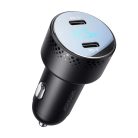 2x USB C 70W car charger with LED display Joyroom JR-CCD02 - black