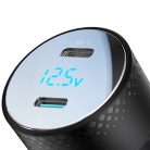 2x USB C 70W car charger with LED display Joyroom JR-CCD02 - black