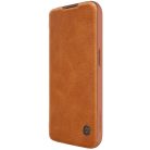 Leather Case with Camera Cover for iPhone 15 Pro Max Nillkin Qin Pro Leather - Brown