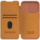 Leather Case with Camera Cover for iPhone 15 Pro Max Nillkin Qin Pro Leather - Brown