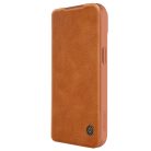 Nillkin Qin Pro Leather Flip Case with Camera Cover for iPhone 15 Plus - Brown