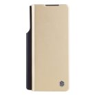 Leather Case with Flip and Camera Protector for Samsung Galaxy Z Fold 5 Nillkin Qin Leather Pro - Gold