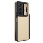 Leather Case with Flip and Camera Protector for Samsung Galaxy Z Fold 5 Nillkin Qin Leather Pro - Gold