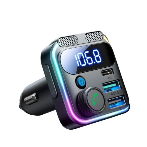 Joyroom JR-CCB01 48W FM transmitter 2x USB-A USB-C with dual microphone - black