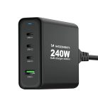 Wozinsky WGCSB 240W GaN wall charger USB-A / 3 x USB-C - black