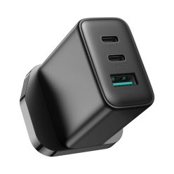   Joyroom JR-TCF10 fast charger 2x USB-C USB-A 32W (UK plug) - black