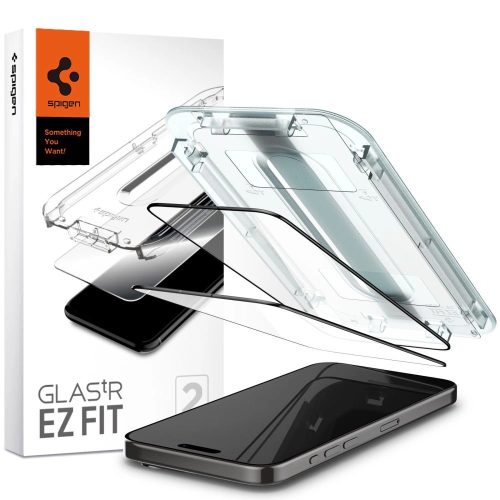 TEMPERED GLASS Spigen GLAS.TR "EZ FIT" FC 2-PACK IPHONE 15 PRO MAX BLACK