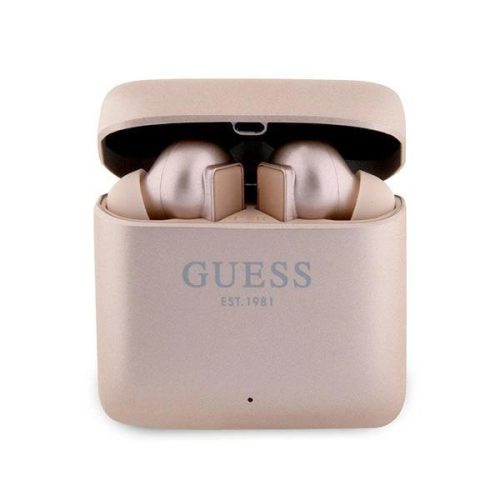 Guess GUTWSSU20ALEGP TWS Bluetooth Earphones + Dock Rose Gold/Rose Gold Printed Logo