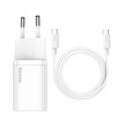 Baseus Si USB-C 25W 3A fast charger with USB-C / USB-C 1m cable - white