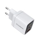 Choetech PD6052 USB-C USB-A PD 35W GaN wall charger with display - white