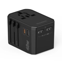   Choetech PD6045 USB-C USB-A 45W GaN Travel Charger with US EU UK AU Plugs - Black