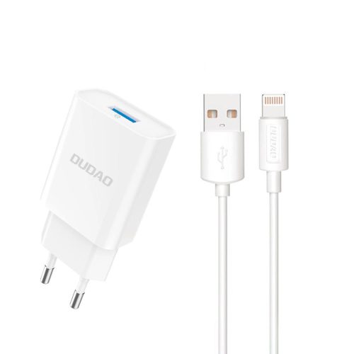 Dudao A4EU USB-A 2.1A wall charger - white + USB-A - Lightning cable