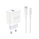 Dudao A20EU USB-A 18W network charger - white + USB-A - Lightning cable