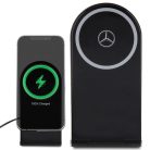 Mercedes Silver Stars MagSafe foldable 2in1 15W inductive charger - black