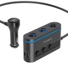 Choetech TC0021 car charger 2x USB-C PD 1x USB-A QC 3x cigarette lighter socket - black