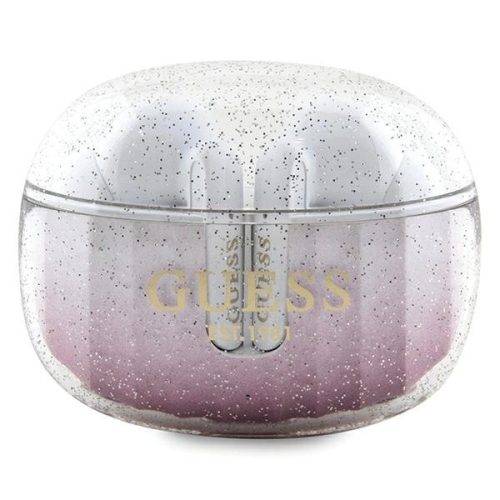 Guess Glitter Gradient TWS Bluetooth headphones + docking station - pink