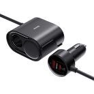 Baseus High Efficiency Pro 2x cigarette lighter socket adapter with USB-A USB-C 30W charger - black