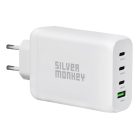 Silver Monkey GaN 130W wall charger 3x USB-C PD 1x USB-A 3.0 QC - white