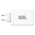 Silver Monkey GaN 130W wall charger 3x USB-C PD 1x USB-A 3.0 QC - white