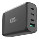 Silver Monkey SMA151 130W GaN charger 3xUSB-C PD USB-A QC 3.0 with detachable power cable - black