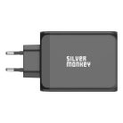 Silver Monkey SMA153 200W GaN charger 3xUSB-C PD USB-A QC 3.0 - black