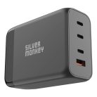 Silver Monkey SMA155 200W GaN charger 3xUSB-C PD USB-A QC 3.0 with detachable power cable - black