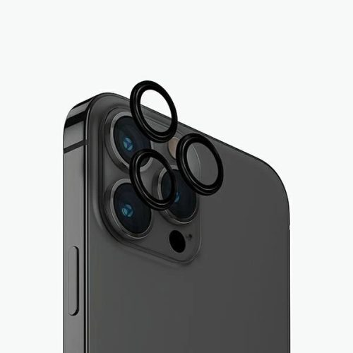 Uniq Optix Aluminum Camera Lens Protector for iPhone 15 Pro camera lens with applicator - black