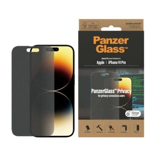 PanzerGlass Classic Fit antibacterial privacy glass for iPhone 14 Pro