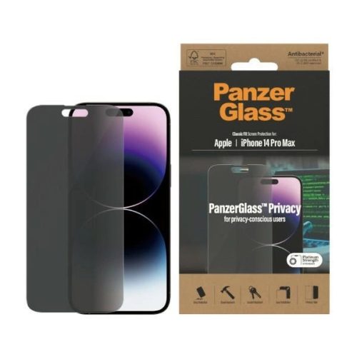 PanzerGlass Classic Fit antibacterial privacy glass for iPhone 14 Pro Max