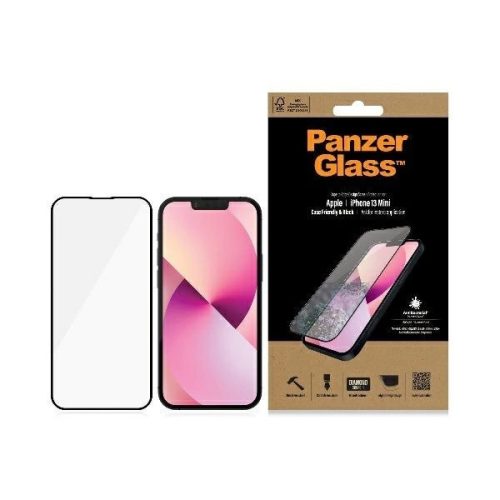 PanzerGlass E2E Microfracture antibacterial glass for iPhone 13 mini - with black frame