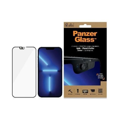 PanzerGlass E2E Microfracture antibacterial glass with camera cover for iPhone 13 Pro Max - with black frame