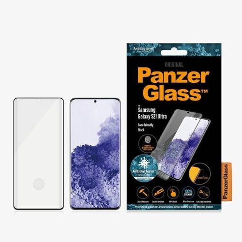 PanzerGlass E2E Microfracture antibacterial glass for Samsung Galaxy S21 Ultra - with black frame