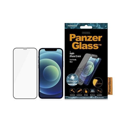 PanzerGlass E2E Super+ Microfracture antibacterial tempered glass for iPhone 12 mini - with black frame