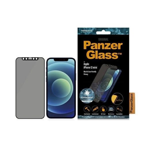 PanzerGlass E2E Super+ Microfracture antibacterial tempered glass for iPhone 12 mini - with black frame